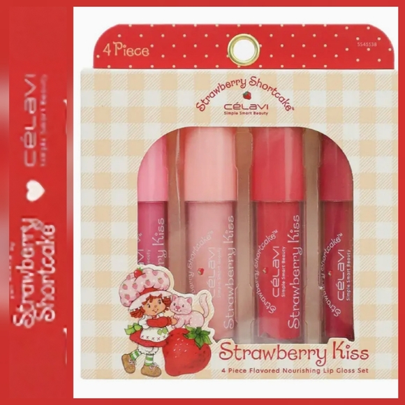 Celavi X Strawberry Shortcake Strawberry Kiss 4-PC Flavored Nourishing Gloss Set - Picture 1 of 6